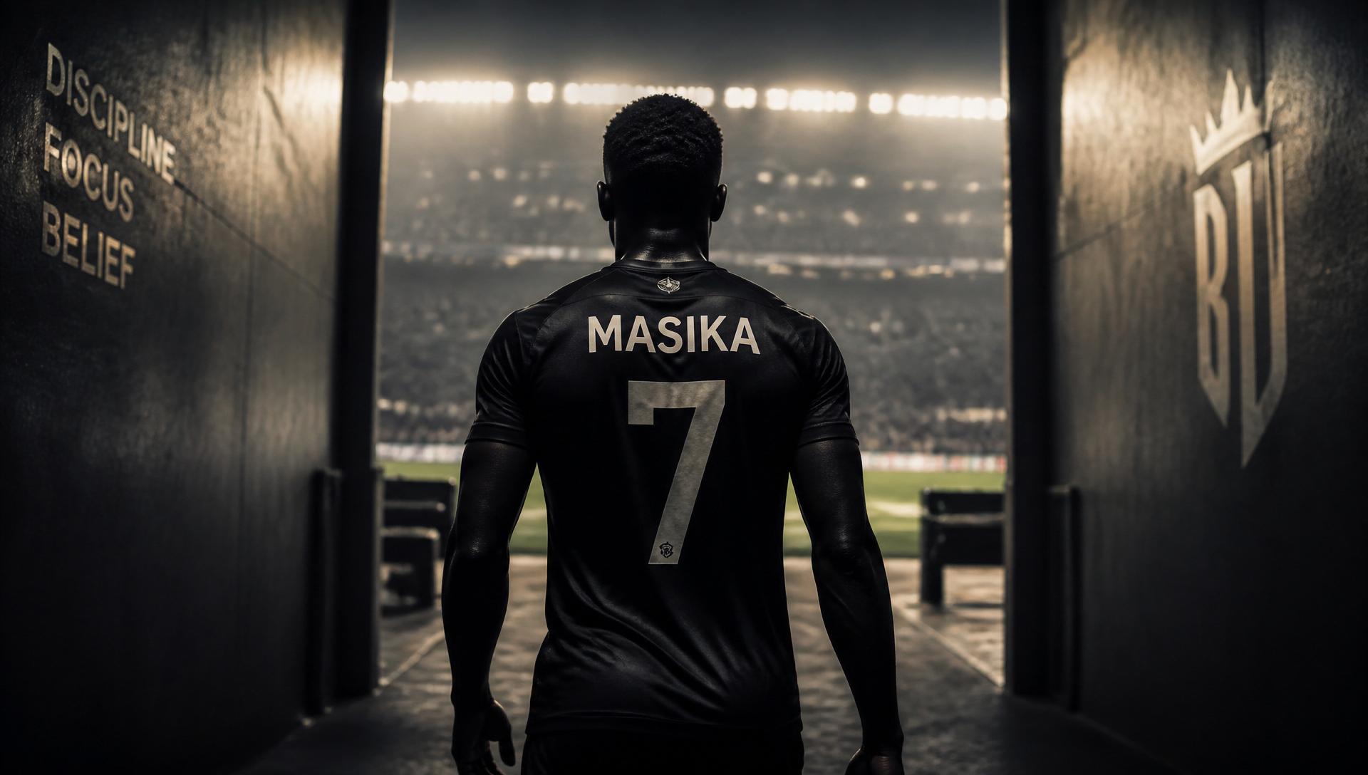 Masika Ayub walking through the stadium tunnel wearing number 7